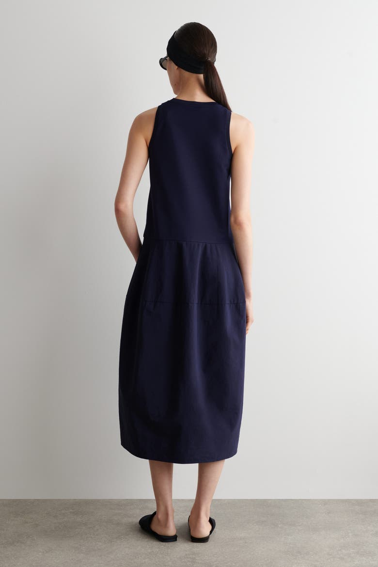 Paneled Sleeveless Midi Dress, Alternate, color, NAVY