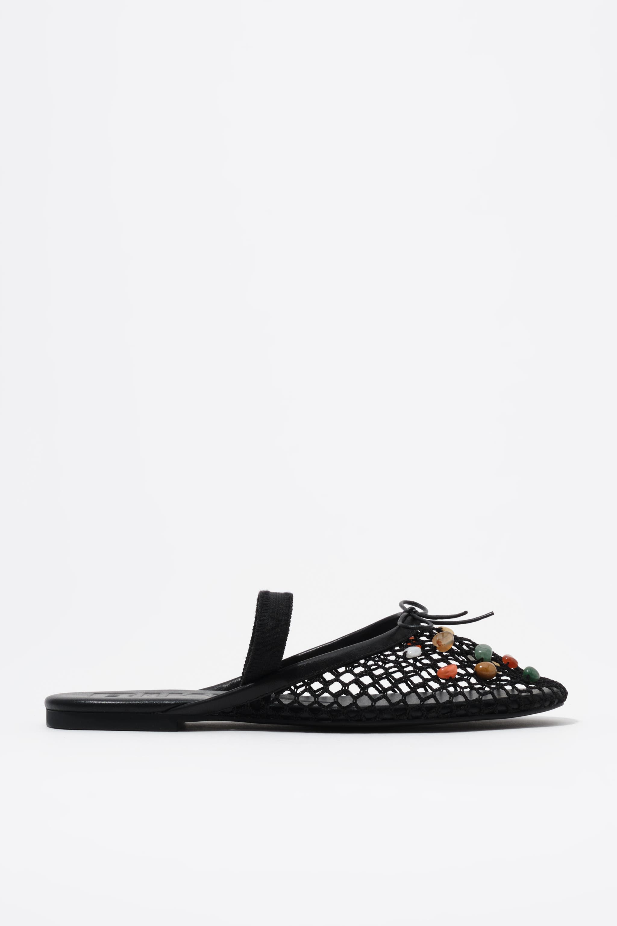 Mesh Slingback Ballerina With Stones, Main, color, BLACK