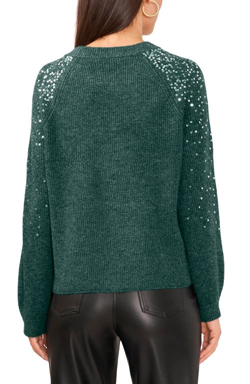 Vince Camuto Sequin Crewneck Sweater In Green