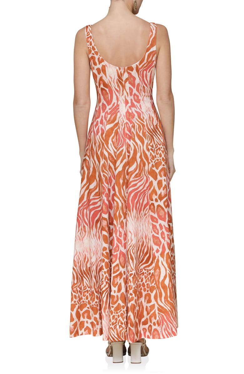 Avec Les Filles Mixed Animal Print Paneled Linen Blend Maxi Dress, Alternate, color, Tabloid Animal Neutral