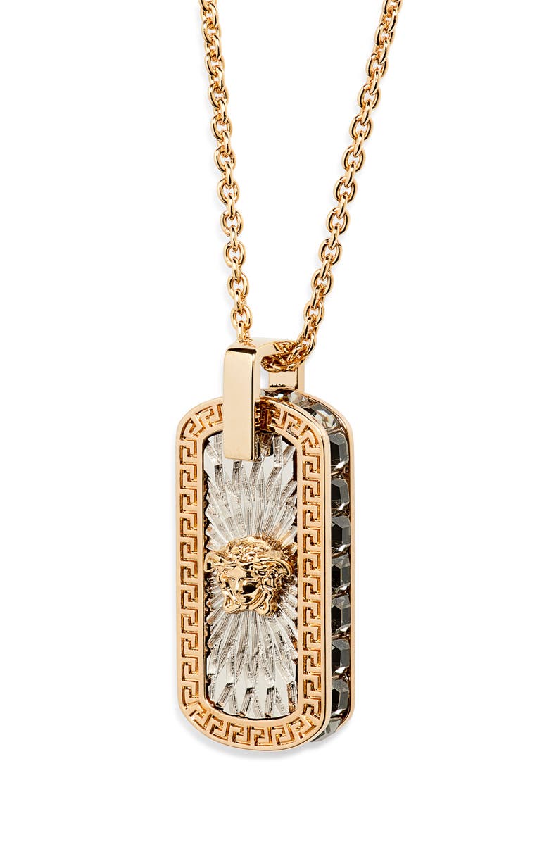 Versace Medusa ID Pendant Necklace, Alternate, color, Versace Gold-Palladium-Black