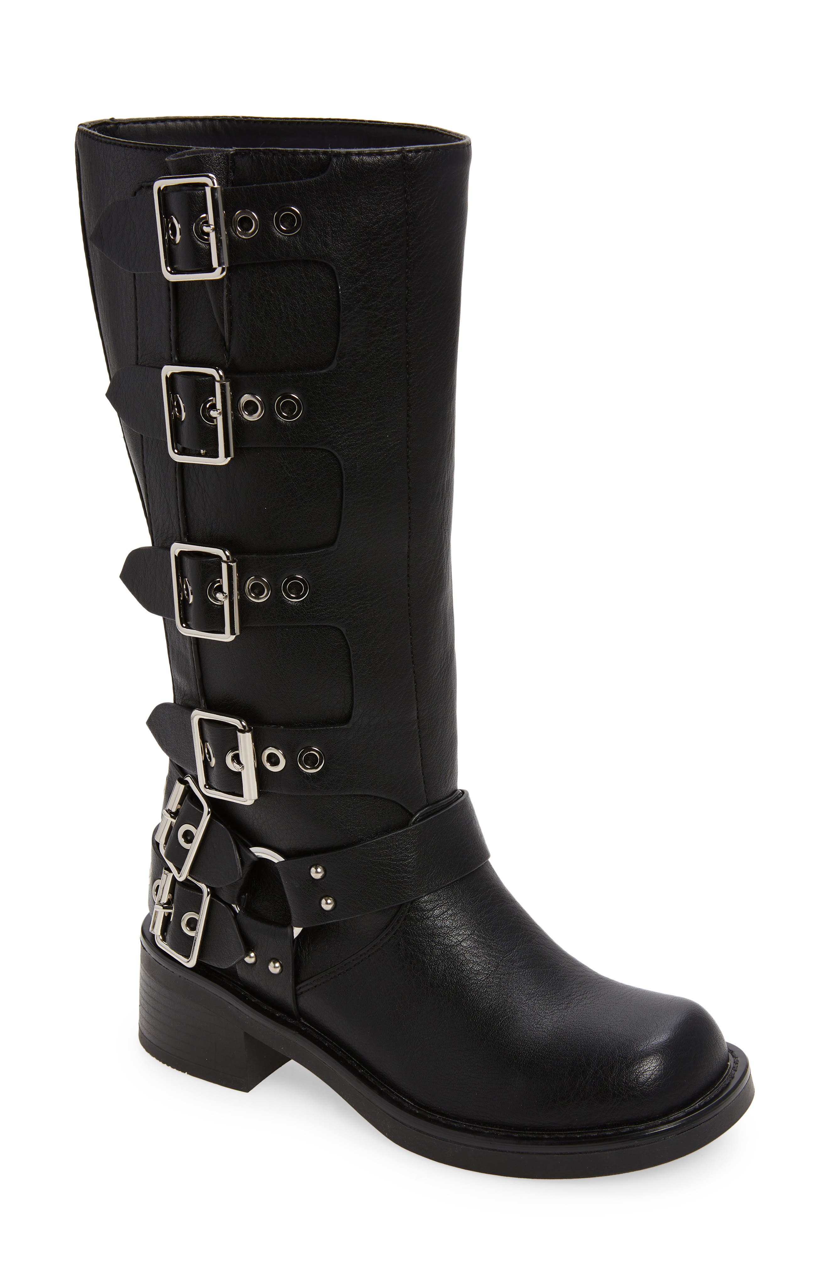 AZALEA WANG Buckled Up Moto Boot, Main, color, 