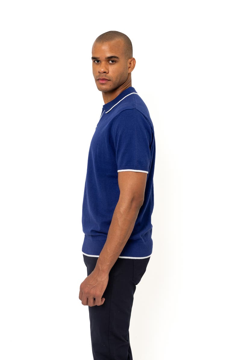 PINO BY PINOPORTE Tipped Cotton & Cashmere Polo, Alternate, color, Navy