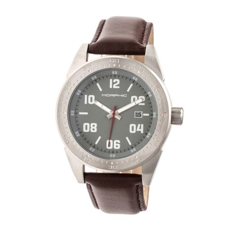 M63 Series Leather-Band Watch w/Date