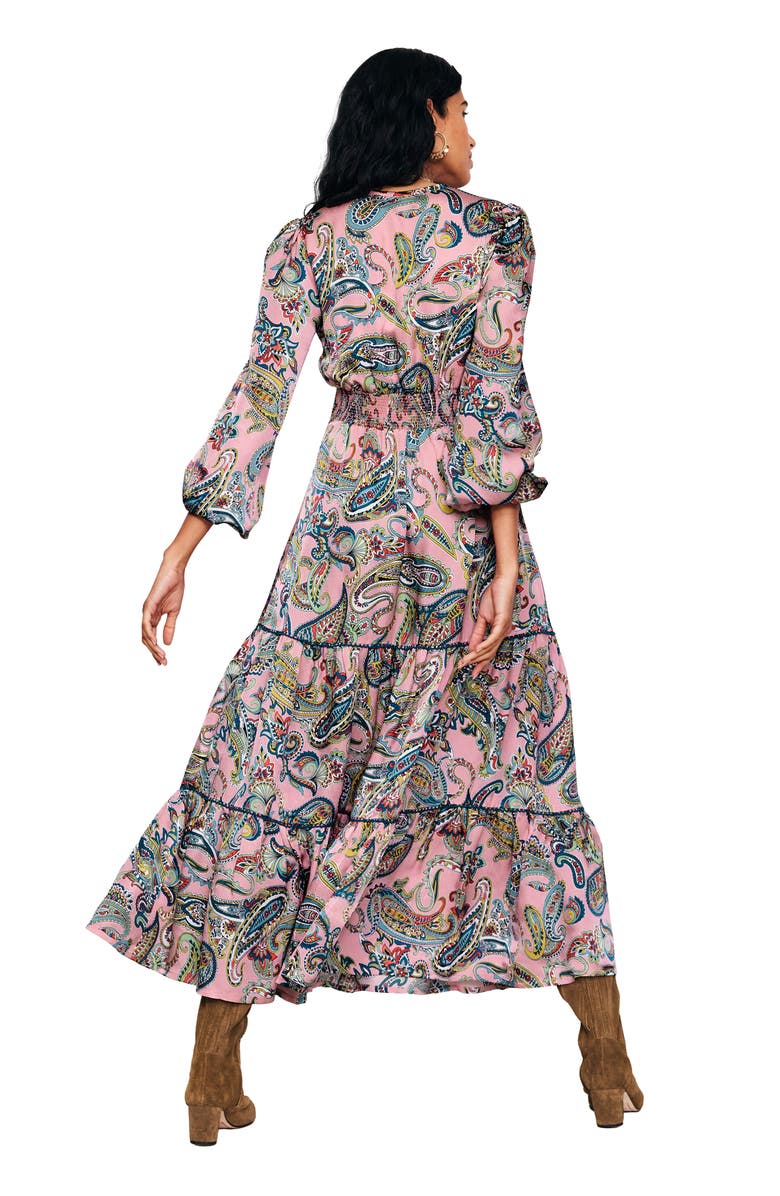 Boden Pippa Paisley Long Sleeve Satin Maxi Dress, Alternate, color, 