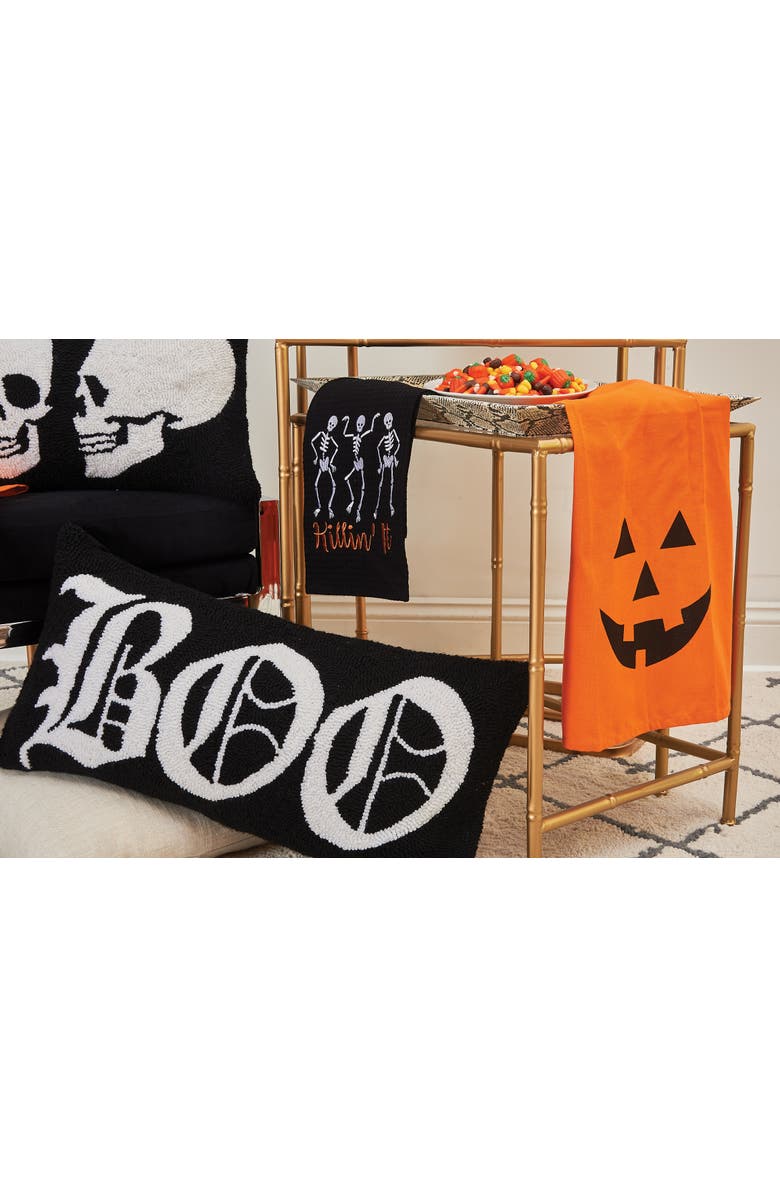 C&F Home Killin' It Skeleton Halloween Embroidered Waffle Weave Cotton Kitchen Towel, Alternate, color, 