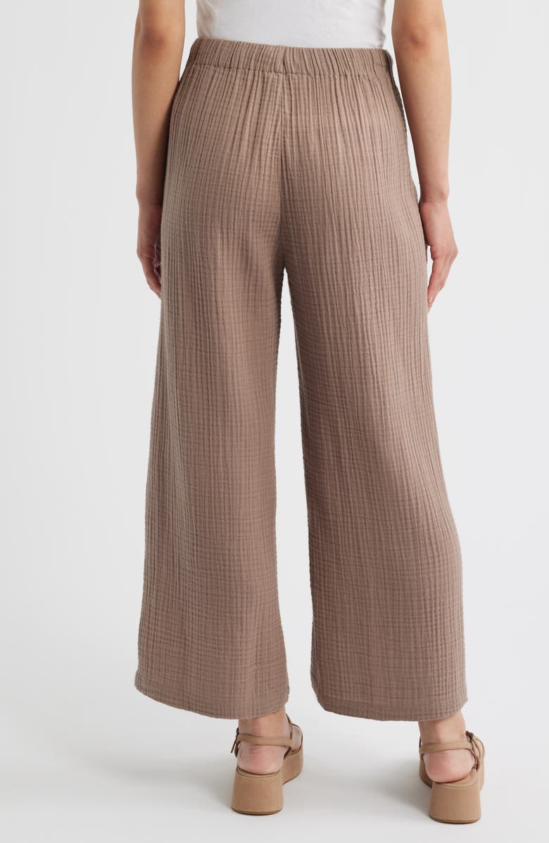 Eileen Fisher Wide Leg Organic Cotton Ankle Pants, Alternate, color, Cocoa
