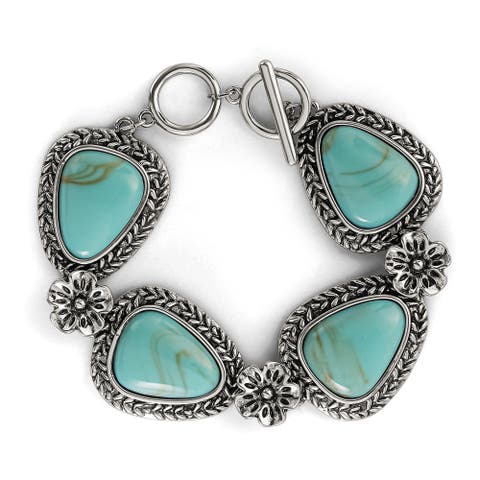 Turquoise Gemstone Flower Bracelet