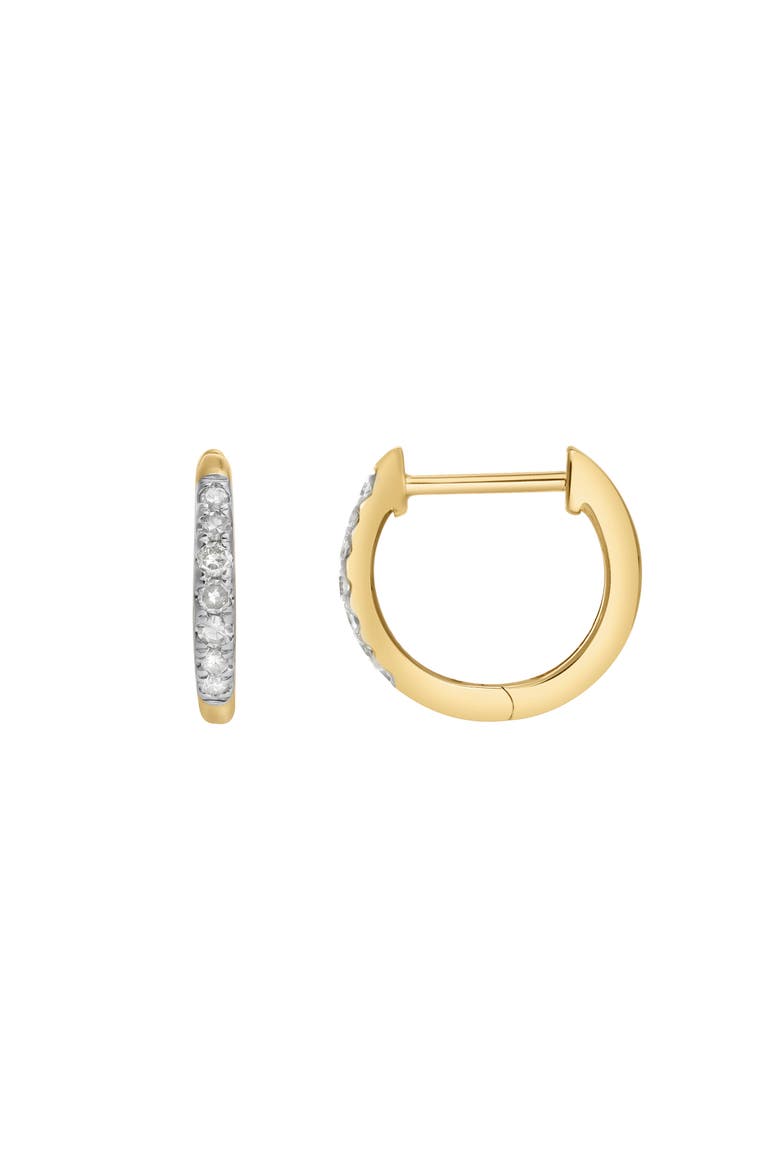 Elina 14K Gold Diamond Huggie Hoop Earrings - 0.12 ct, Main, color, 14K Yellow Gold