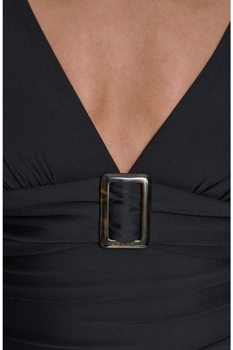 Buckle One-Piece Swimsuit, Alternate, color, BLACK