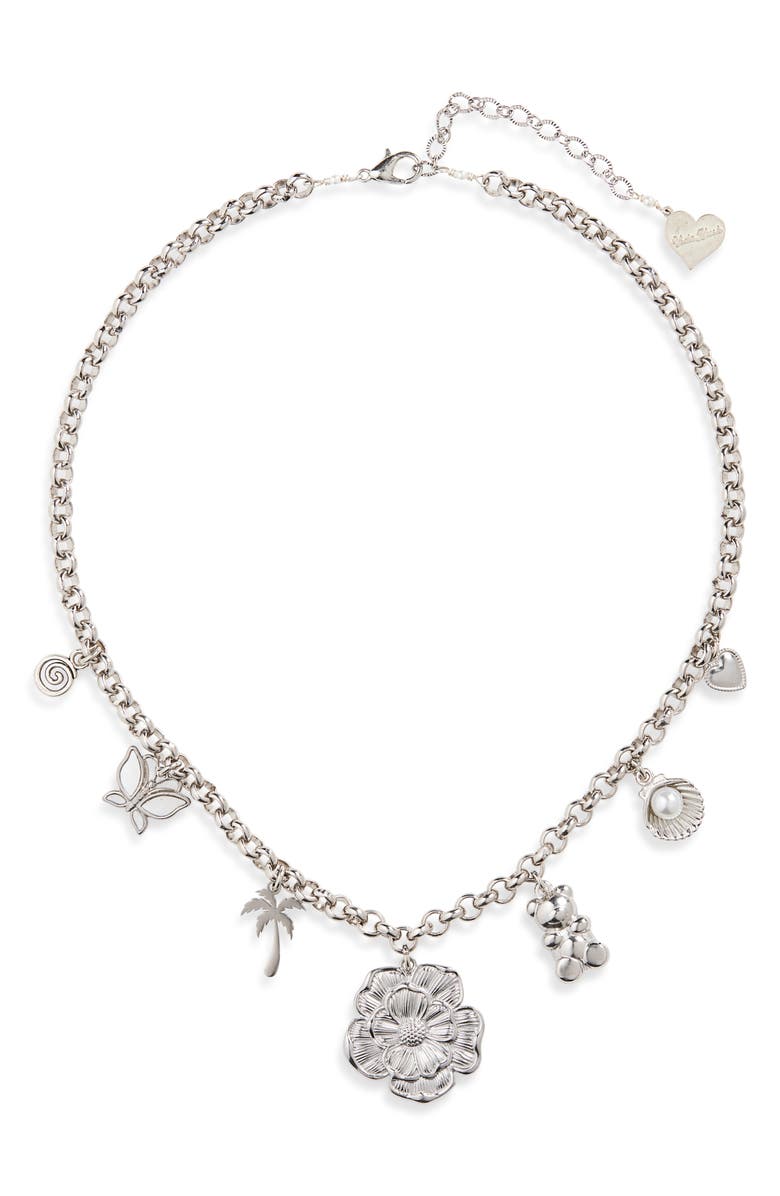VIDAKUSH Everything and Flor Charm Necklace, Main, color, Silver