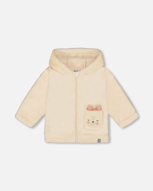 Deux Par Deux Babies'  Plush Hooded Jacket In White