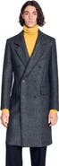 SANDRO Double-breasted virgin wool coat