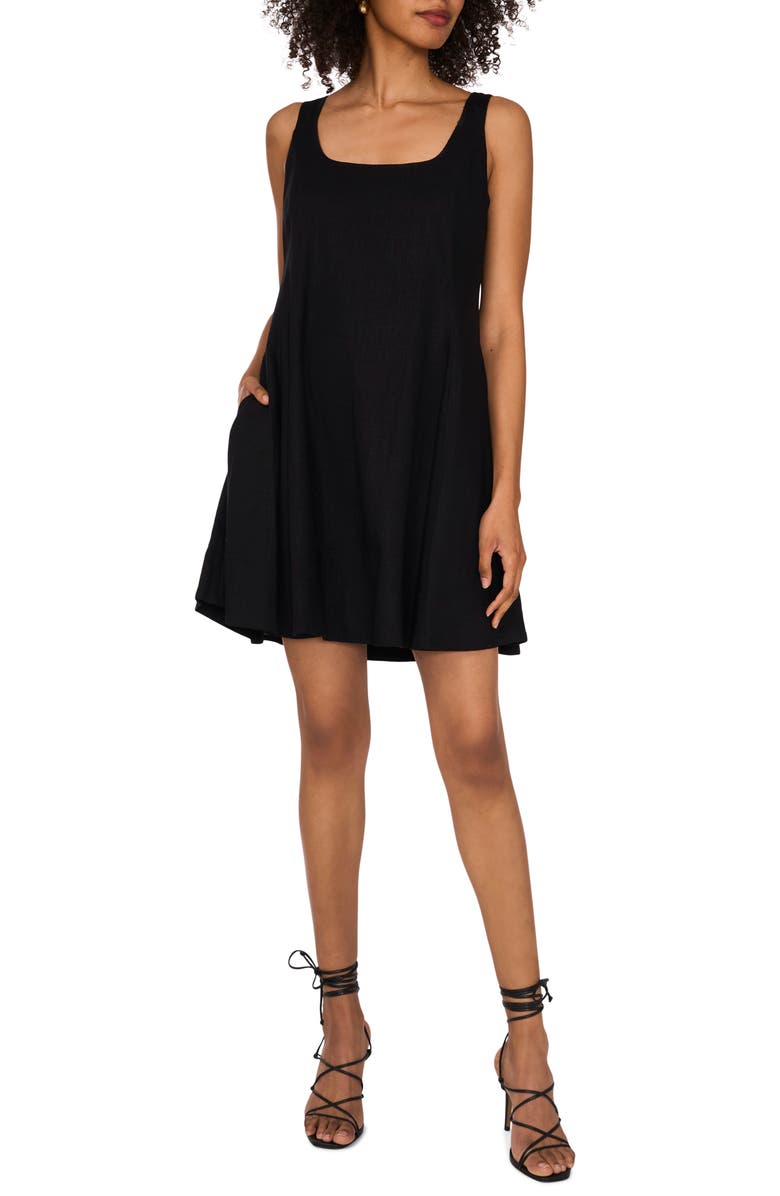 1.STATE Sleeveless Full Circle Minidress, Main, color, Rich Black