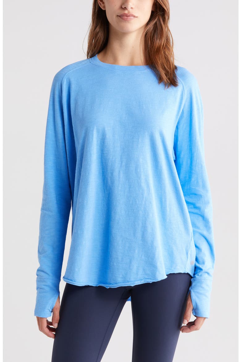 Relaxed Washed Long Sleeve Slub Tee, Main, color, BLUE LAPIS