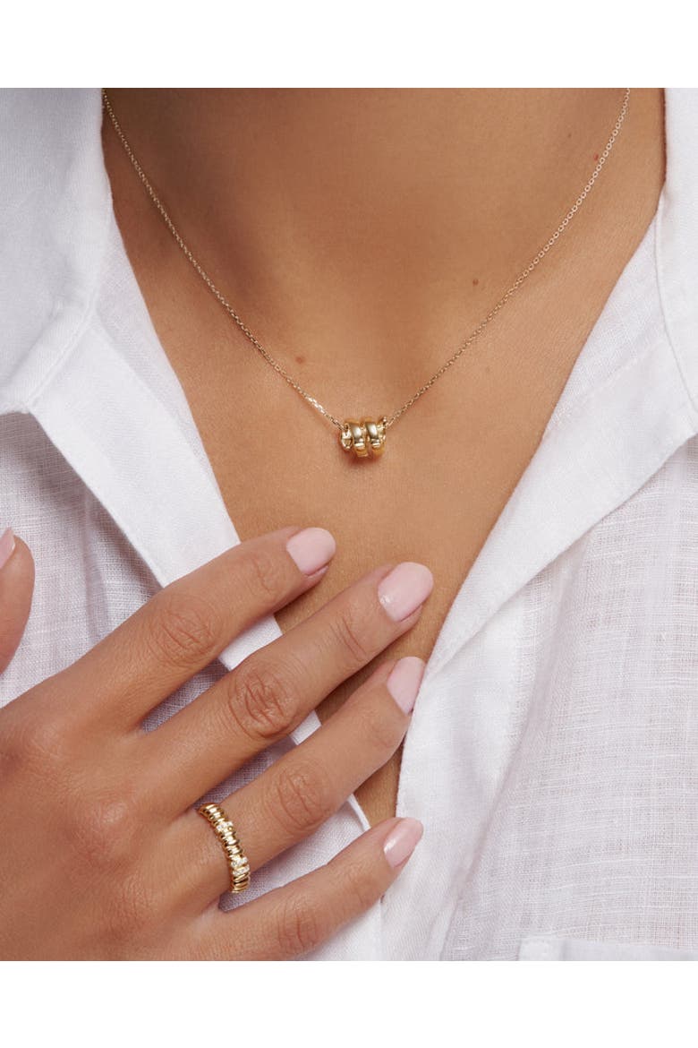 Elegant Gold Barrel Pendant Necklace, Alternate, color, Yellow Gold