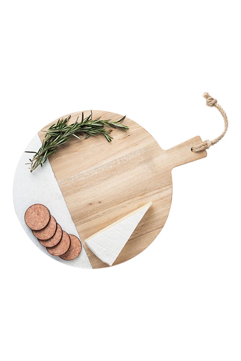 Monogram Acacia & Marble Cutting Board, Main, color, BLANK
