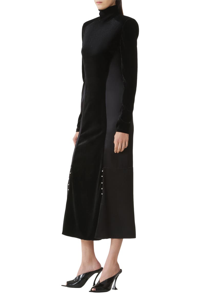 Velvet Midi Dress, Alternate, color, Black
