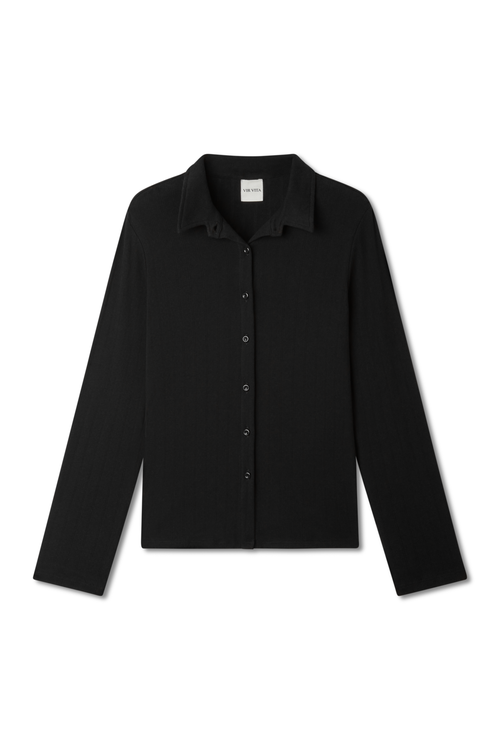 Vir Vita Eloise Pointelle Cardigan In Black