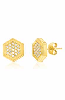 Men's Cubic Zirconia Hexagon Stud Earrings