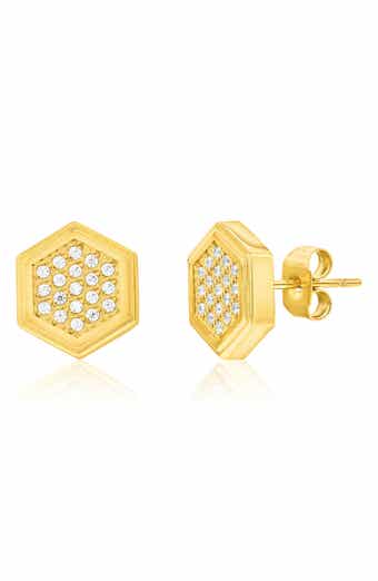 Men's Cubic Zirconia Hexagon Stud Earrings