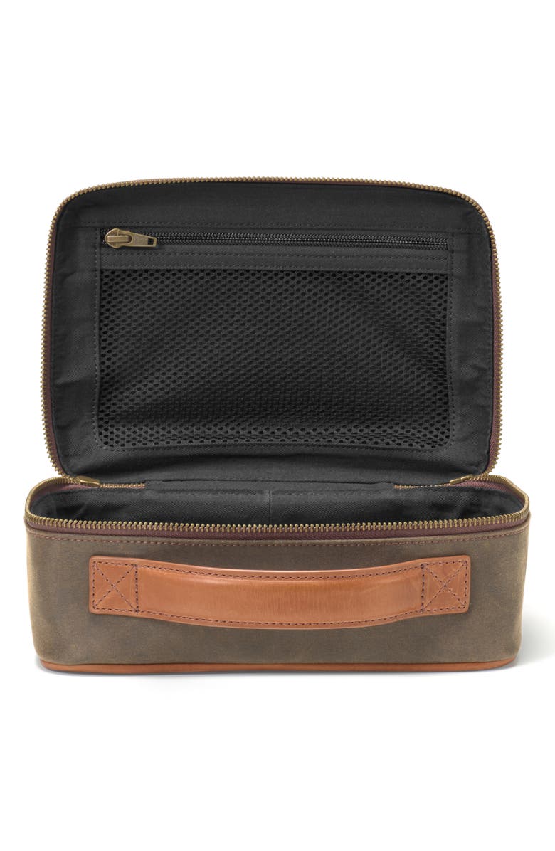 Johnston & Murphy Antiqued Cotton & Leather Dopp Kit, Alternate, color, Brown Antique Cotton