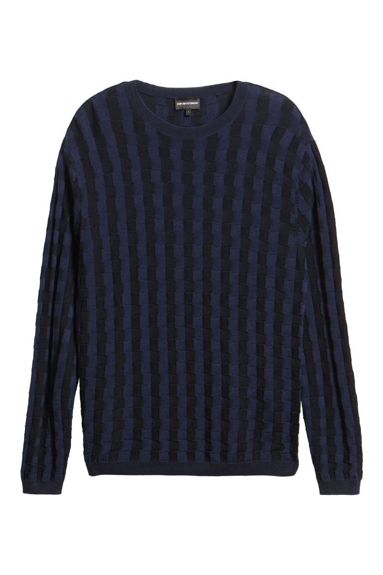 Lattice Texture Crewneck Sweater, Alternate, color, NAVY