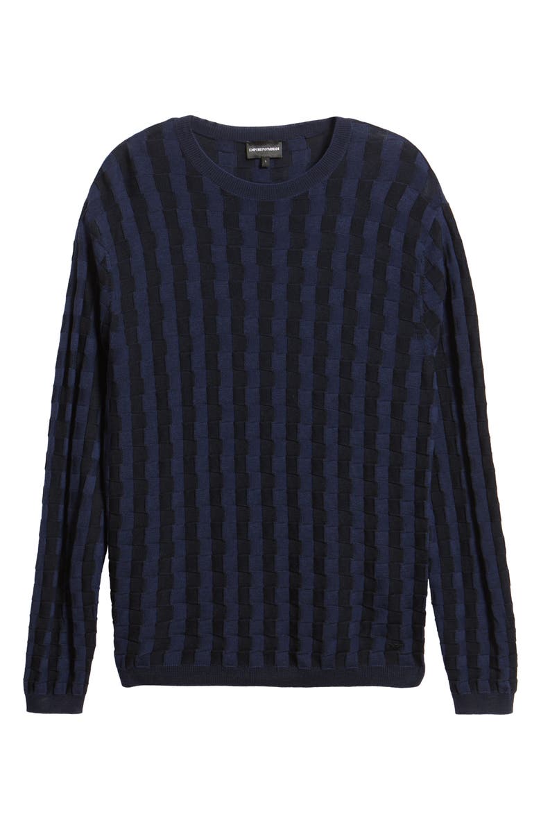 Emporio Armani Lattice Texture Crewneck Sweater, Alternate, color, Navy