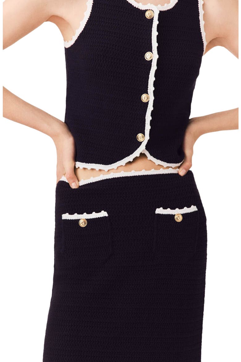 Midi skirt with crochet trim, Alternate, color, Navy