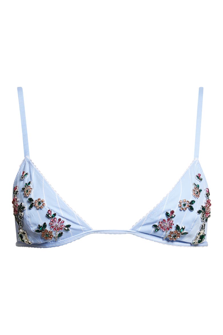 Stripe Embellished Poplin Soft Cup Triangle Bra, Main, color, S8051