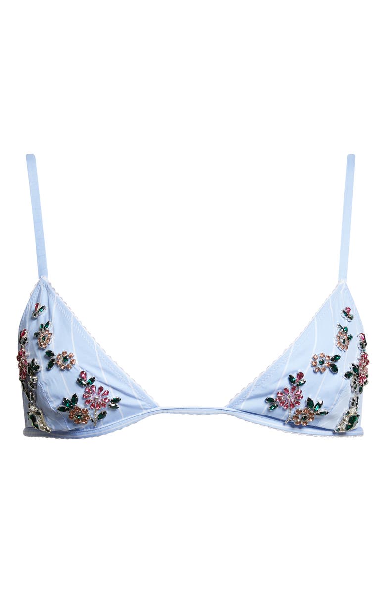 Dolce&Gabbana Stripe Embellished Poplin Soft Cup Triangle Bra, Main, color, S8051