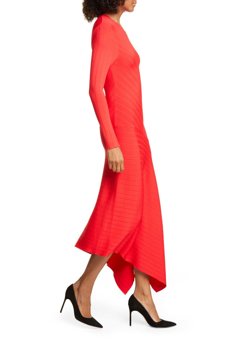 Viviana Asymmetrical Long Sleeve Dress, Alternate, color, RED
