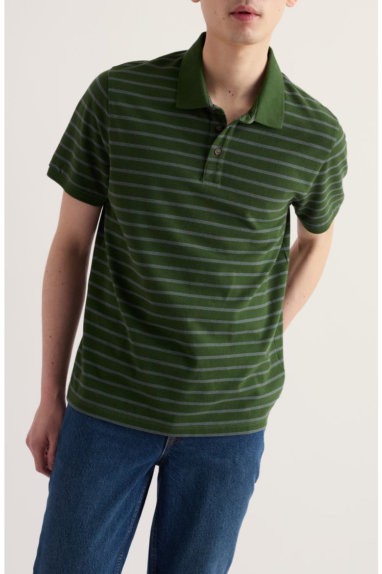 Balefire Striped Organic Cotton Polo, Main, color, UPSURGE DARK WILLOW