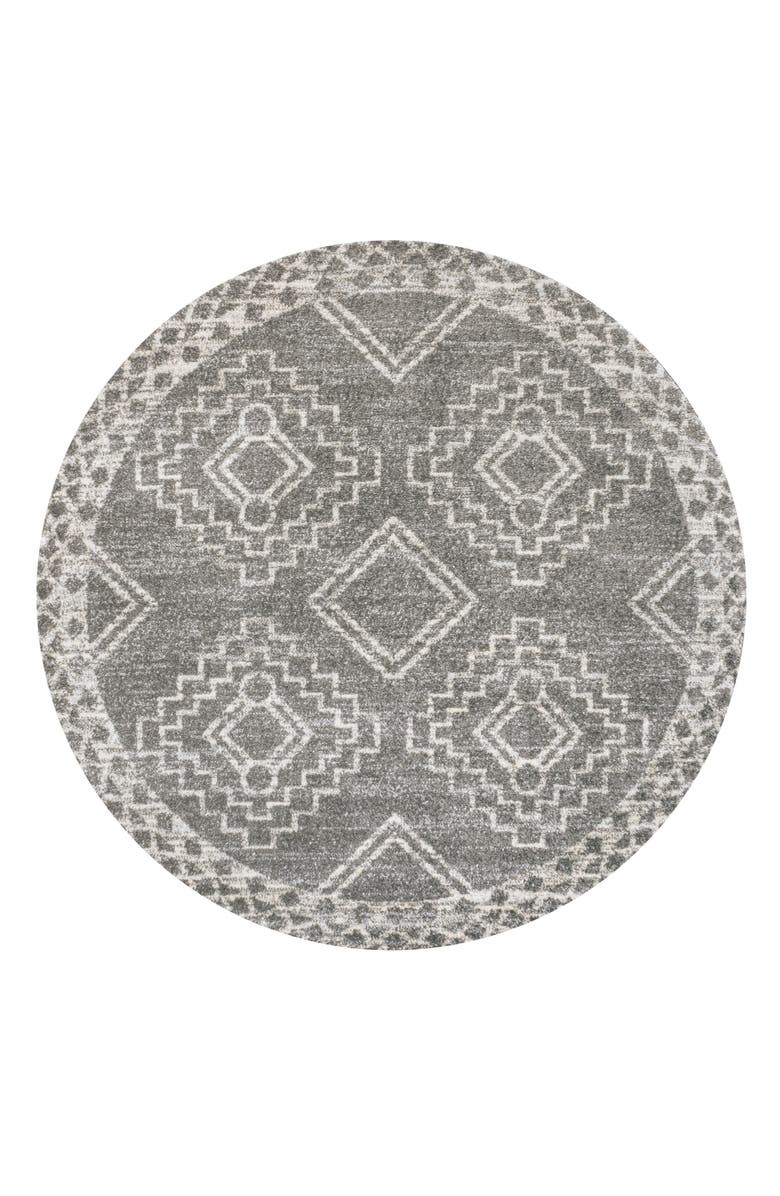JONATHAN Y Amir Moroccan Beni Souk Round Area Rug, Main, color, Gray/Cream