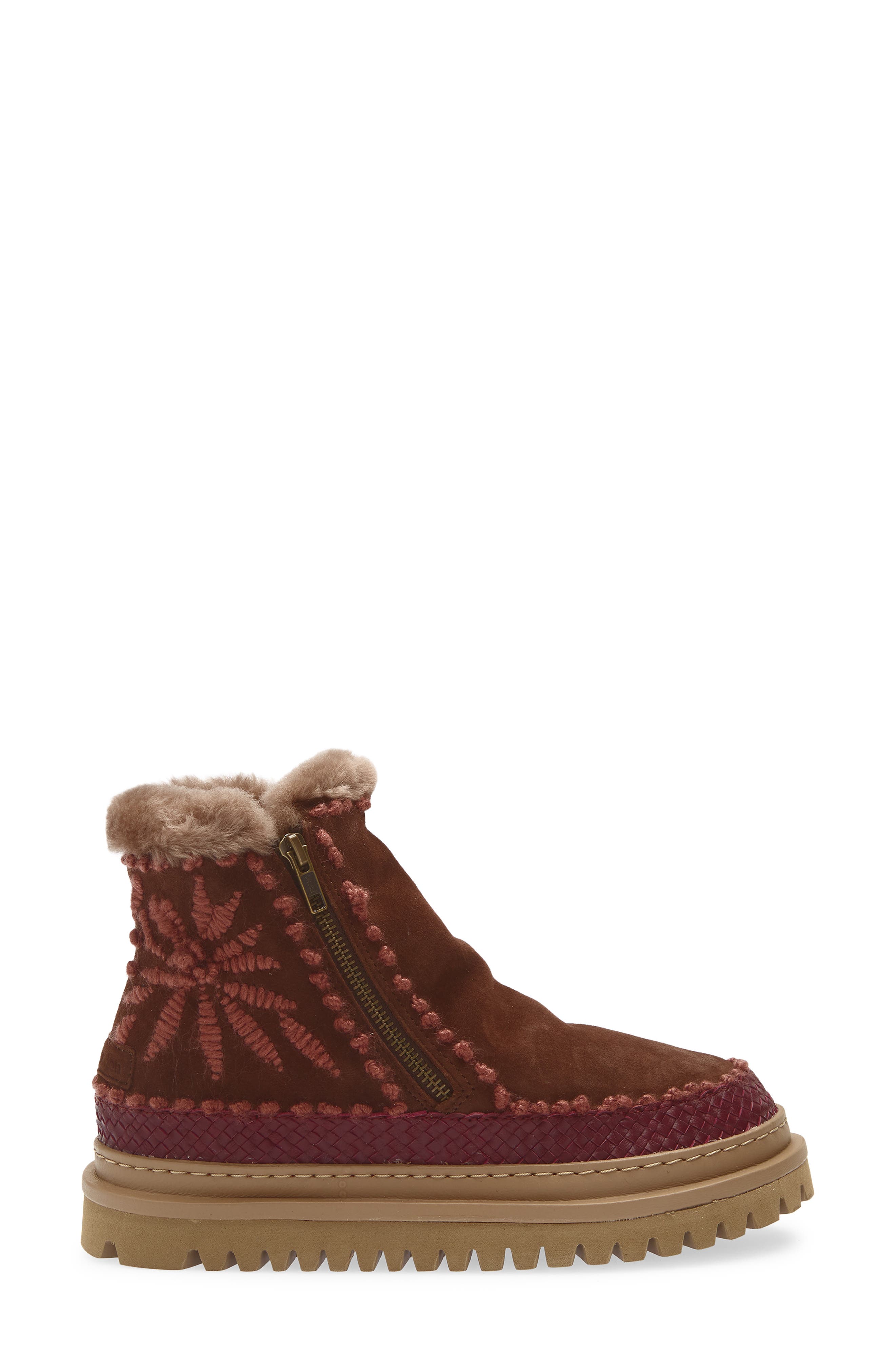 Laidback London Setsu 4.0 Genuine Shearling Lined Ankle Boot, Alternate, color, Chocolate Suede / Rosso