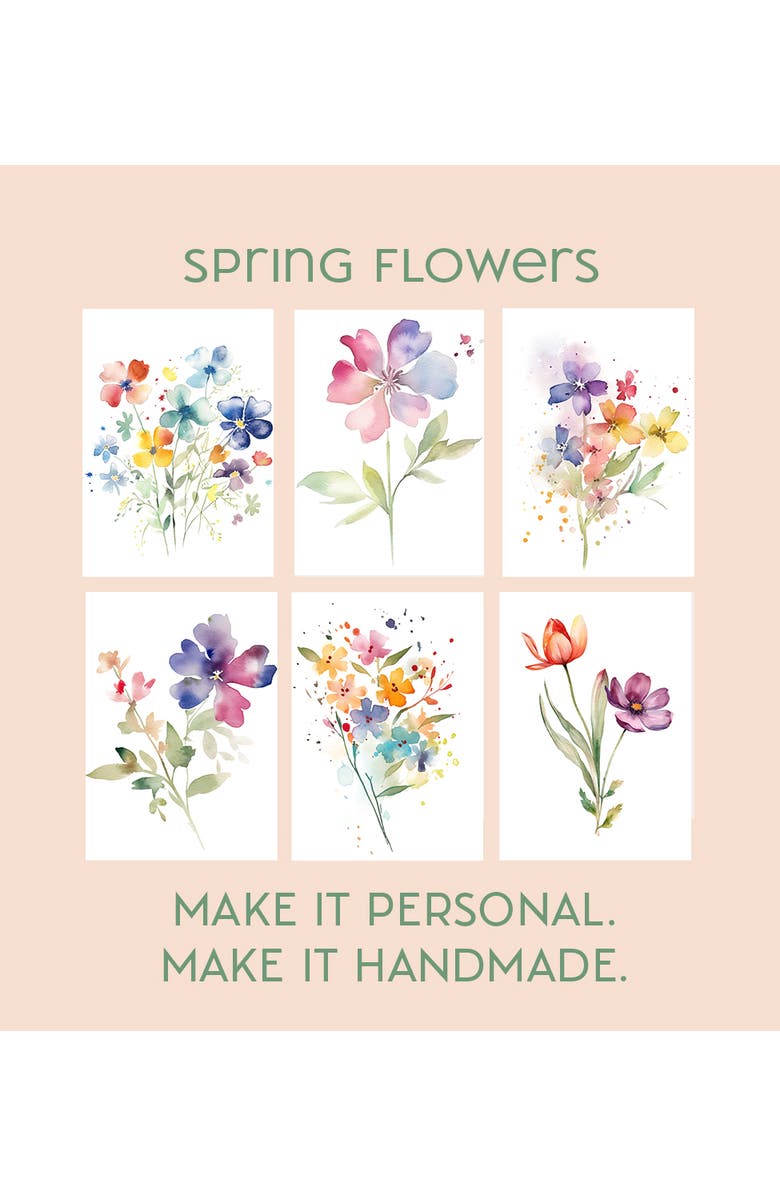 Breathe People All-in-One Watercolor Art Postcards, Alternate, color, White/ Multicolor Floral