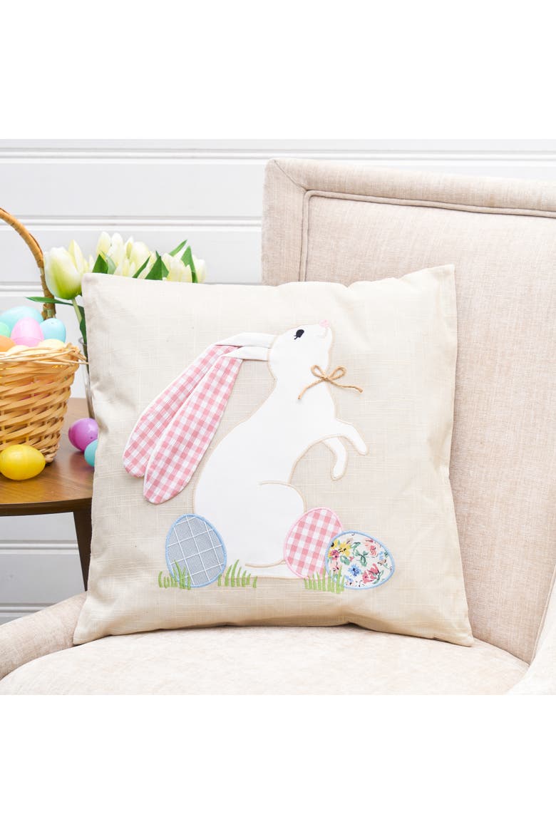 Easter Bunny Eggs Accent Throw Pillow 18" x 18", Alternate, color, Brown