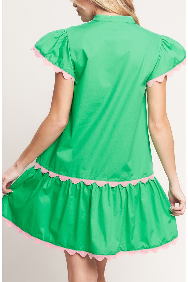 Scalloped Drop Waist Minidress, Alternate, color, APPLE GREEN