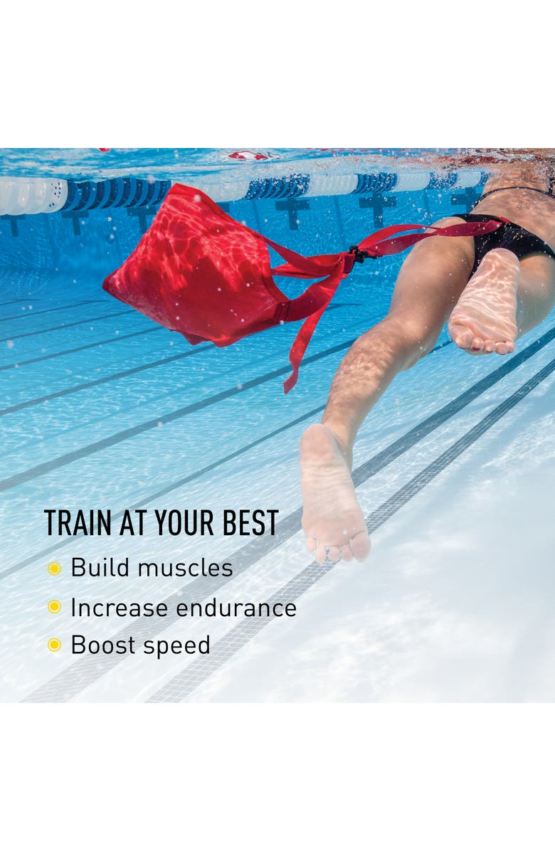 FINIS Swim Parachute for Resistance Training Builds Strength Endurance Adjustable Belt, Alternate, color, Red