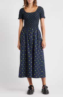 Damson Madder Malinda Polka Dot Super Smocked Organic Cotton Dress
