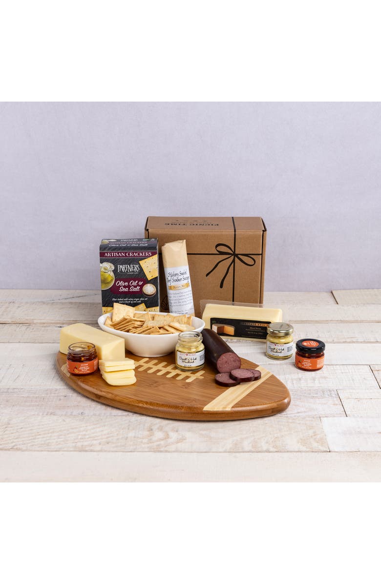Toscana Touchdown! Cutting Board with Gourmet Gift Pack, Alternate, color, Brown