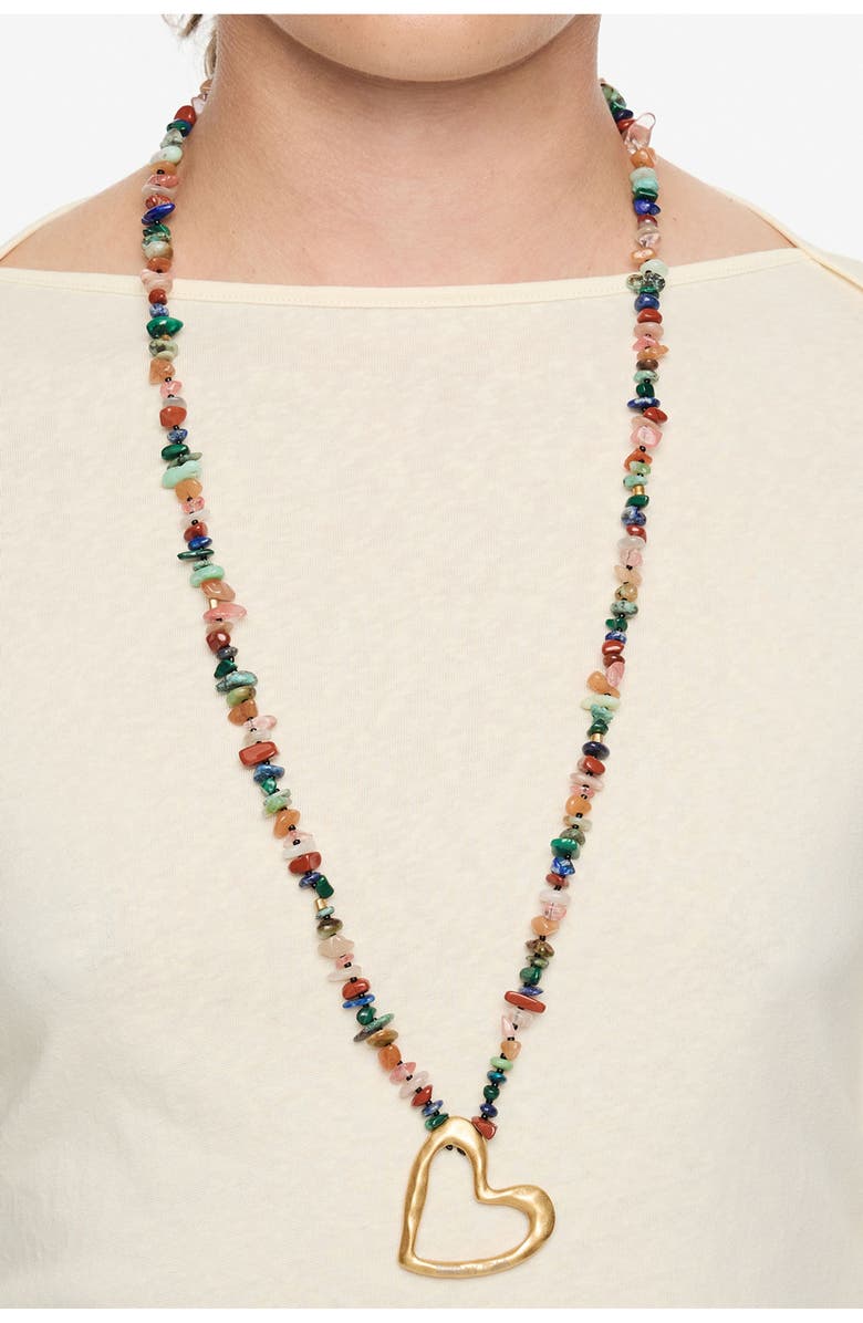 Bimba y Lola Heart Stones Necklace, Alternate, color, Blue