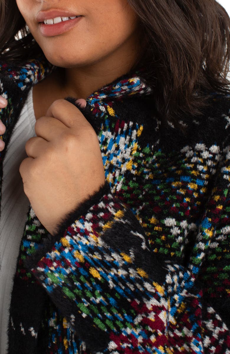 Liverpool Los Angeles Plaid Open Front Sweater Coat, Alternate, color, Black Multi Plaid