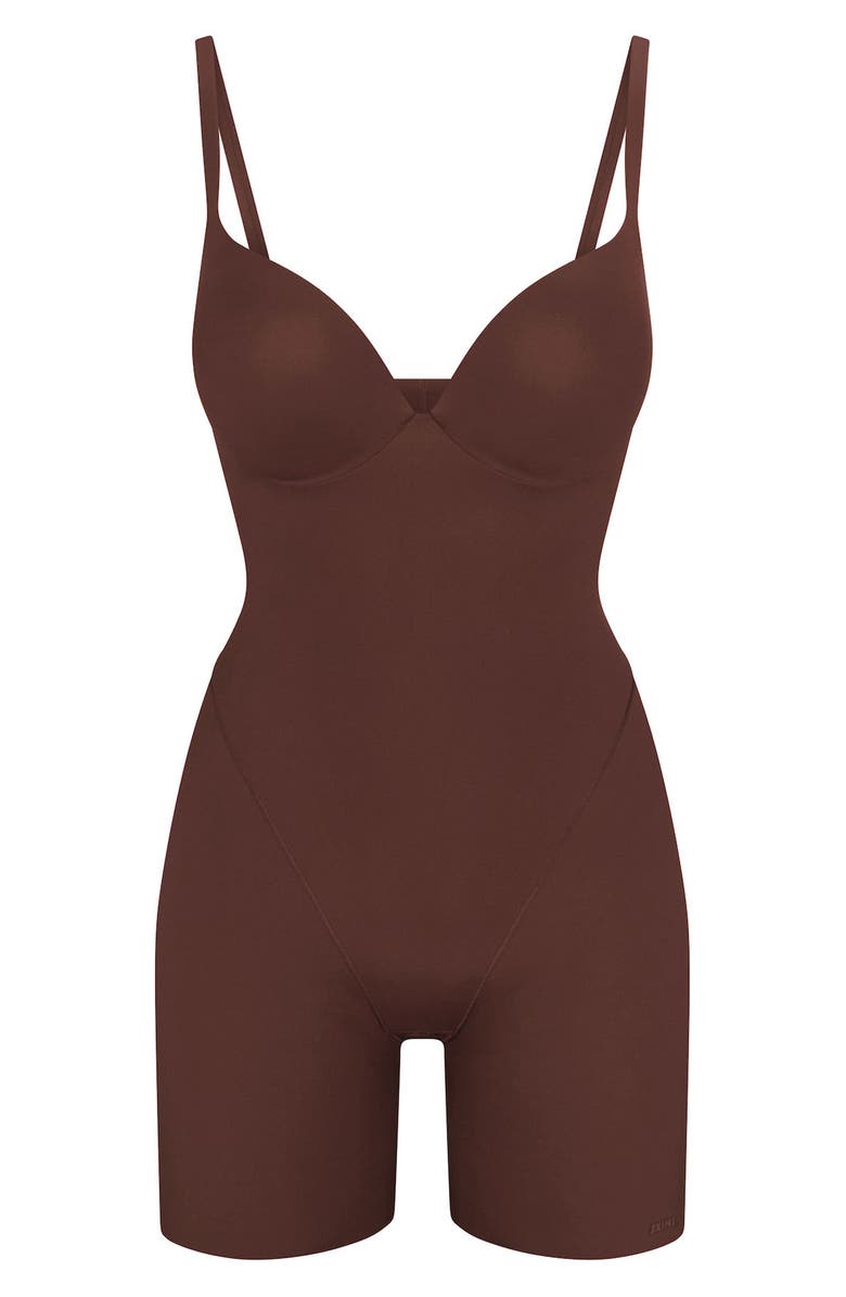 SKIMS Ultimate Body Push-Up Enhancing Padded Midthigh Bodysuit, Alternate, color, Cocoa