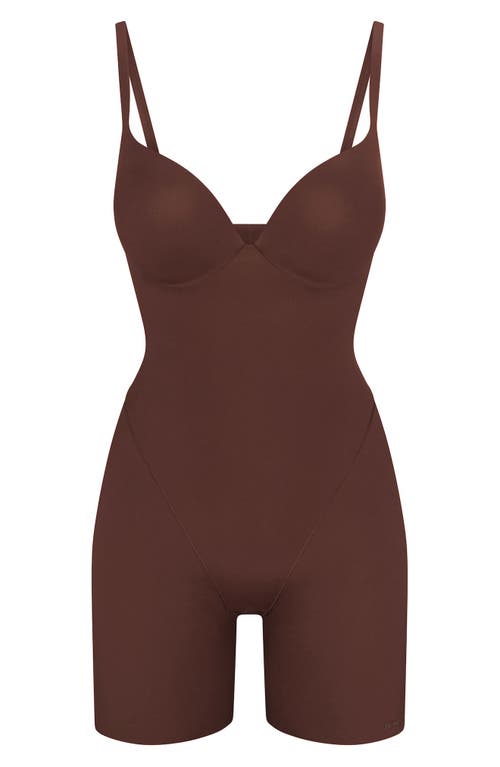 Skims Ultimate Body Push-up Enhancing Padded Midthigh Bodysuit In Brown