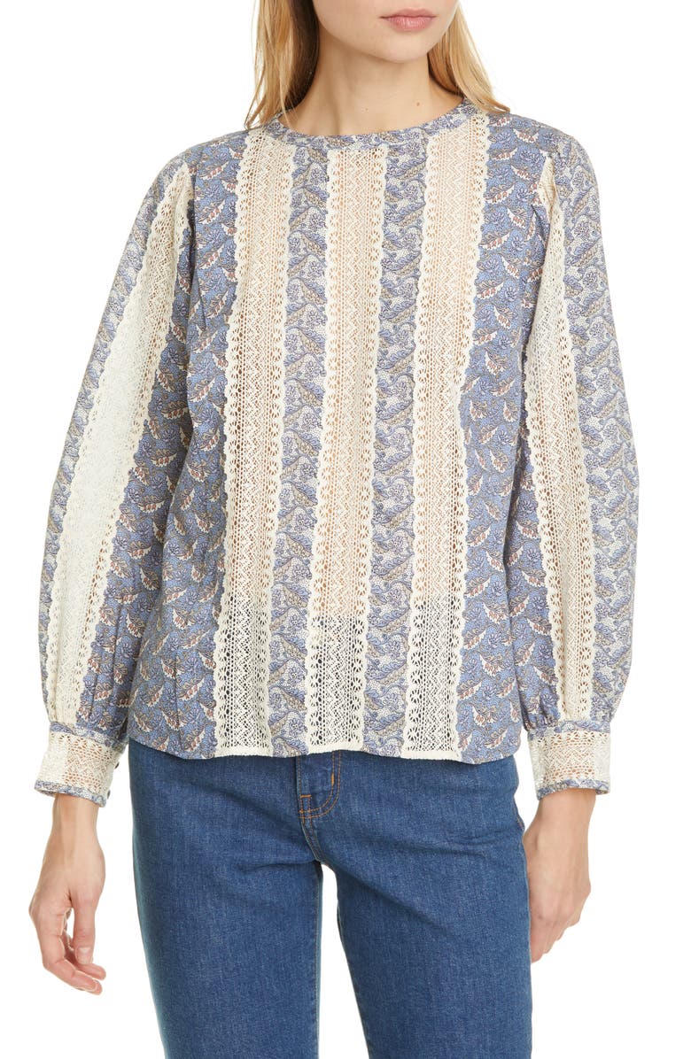 La Vie Rebecca Taylor Woodblock Lace Top, Main, color,