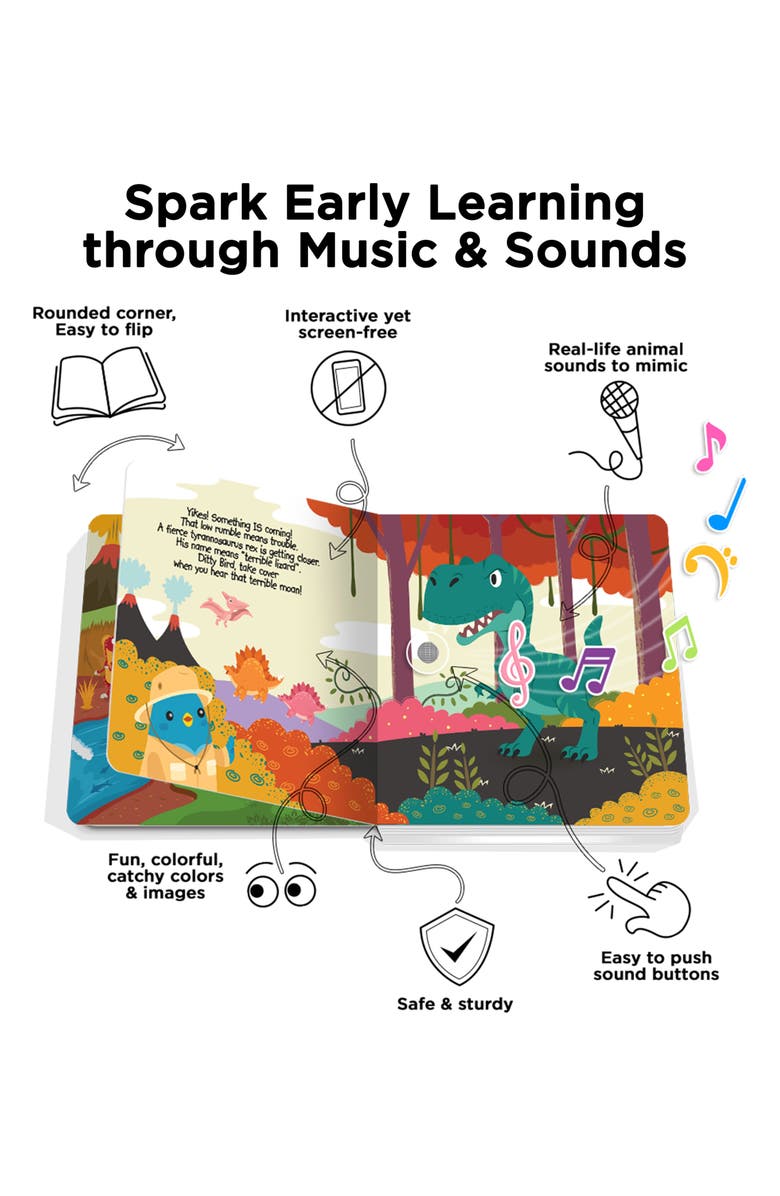 Ditty Bird Kids' Interactive Dinosaur Sound Book, Alternate, color, Beige/ Green