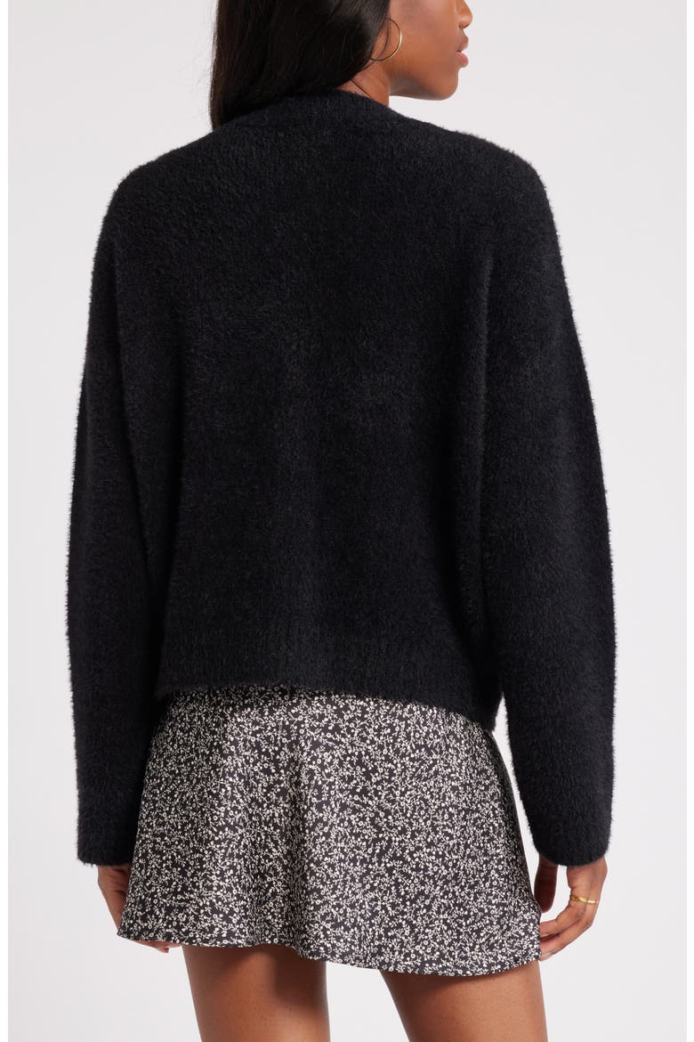 Fuzzy Cardigan, Alternate, color, BLACK