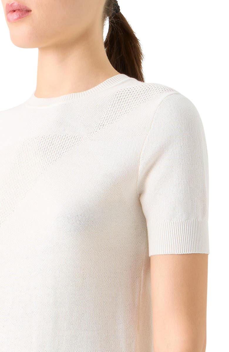 Akris Sunbeam Short Sleeve Silk & Cotton Sweater, Alternate, color, Ecru