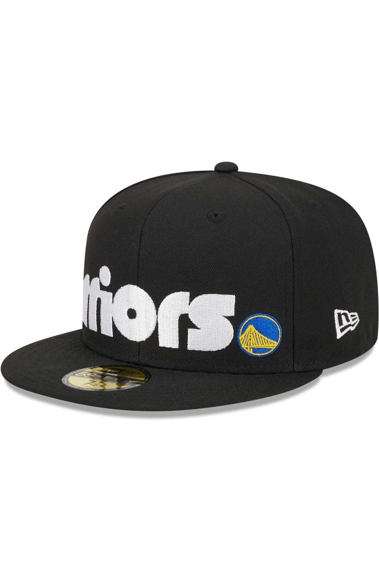 New Era Men's New Era Black Golden State Warriors Checkerboard UV 59FIFTY Fitted Hat, Alternate, color, 